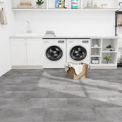 Mulgreat Galena Vinyl-Fliesen selbstklebend PVC-Boden Betoneffekt grau