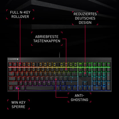 CHERRY MX 2.0S Mechanische Gaming-Tastatur QWERTZ Schwarz