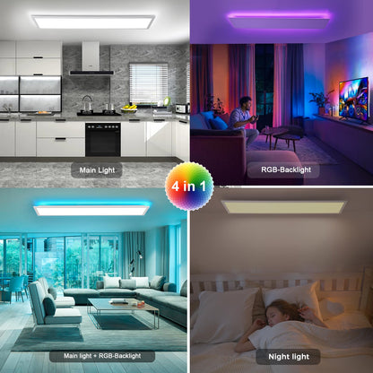 Oraymin LED Panel Deckenleuchte 120x30 – RGB, Dimmbar