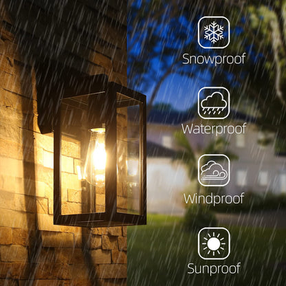 BRIMMEL Aussen Wandleuchte Mattschwarz Aluminium Klar Glas 2er-Set