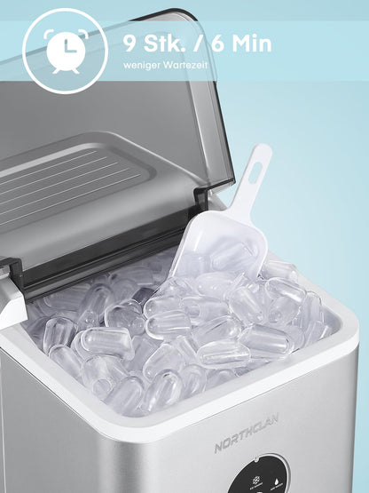 NORTHCLAN Eiswürfelmaschine, 14 kg/24 h, 9 Eiswürfel in 6-8 Minuten