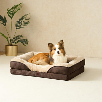 EHEYCIGA Orthopädisches Memory Foam Hundebett - Braun, Mittelgross