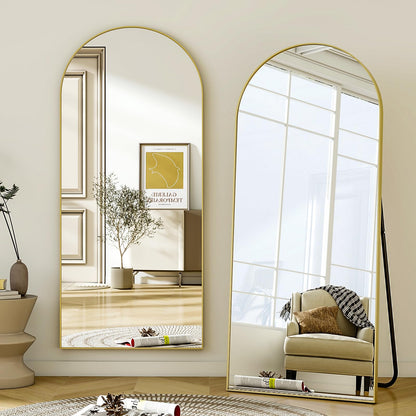 BEAUTYPEAK Großer Bogen Ganzkörperspiegel 181x63 cm Gold