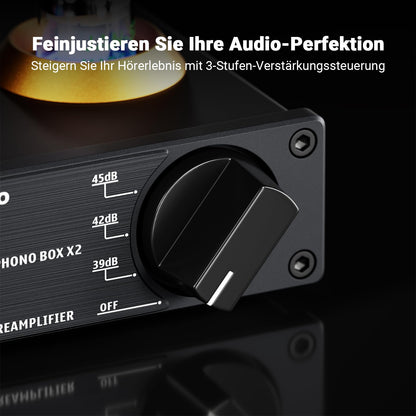 Fosi Audio BOX X2 Phono Röhrenvorverstärker für MM Plattenspieler
