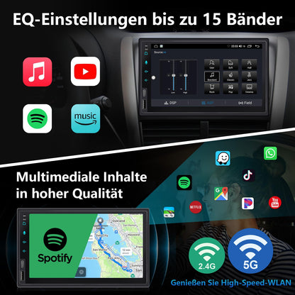 Android Doppel Din Autoradio - 7 Zoll Wireless CarPlay Android Auto