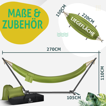 KESSER® Hängematte Lake für 2 Personen mit Gestell – Khaki