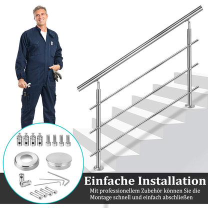 AufuN Edelstahl Handlauf 80 cm Treppengeländer mit 2 Pfosten