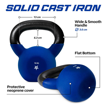 Yes4All WEAW Kettlebell Neopren, 16 kg, Dunkelblau für Krafttraining