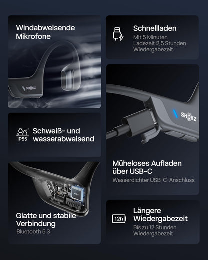 SHOKZ OpenRun Pro 2 Mini Knochenschall-Sportkopfhörer, Schwarz