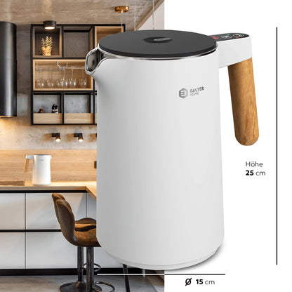 Balter Edelstahl Wasserkocher WK-08 mit Temperatureinstellung, weiss