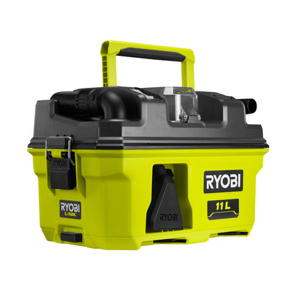 RYOBI 18 V ONE+ Akku-Nass-Trockensauger RV1811-0 - Ohne Akku. Grün-schwarzer Kompaktsauger für die vielseitige Reinigung von Flüssigkeiten und Schmutz.