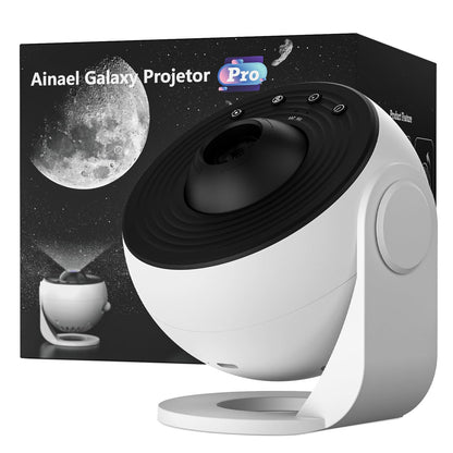 Ainael Galaxy Projector Pro – Sternenhimmel-Projektor und Nachtlicht in Schwarz-Weiss mit 3 HD-Glasscheiben