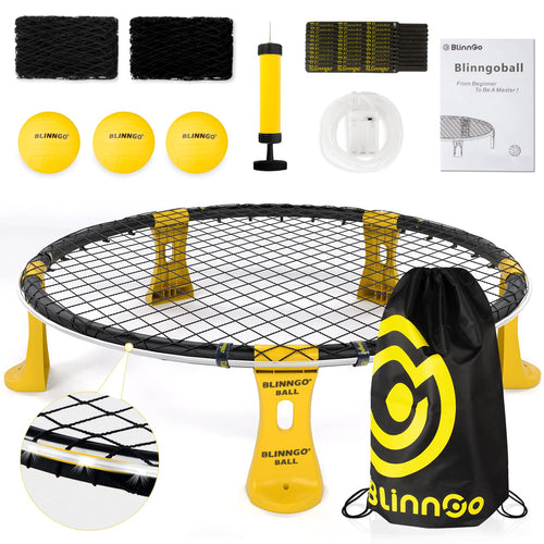 Mookis Blinngoball Roundnet Set, Outdoor Spielset mit 3 Bällen, rundes Netz und rutschfeste Beine