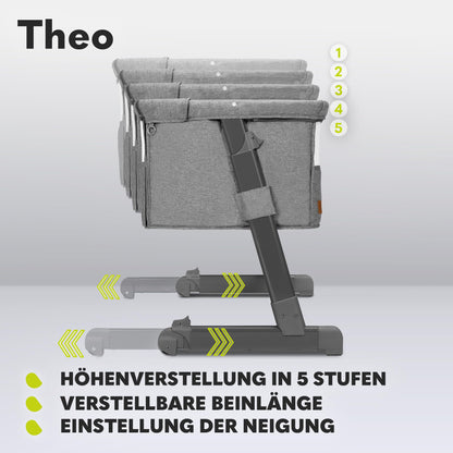Lionelo Theo 2in1 Babybett Beistellbett Reisebett - Grau