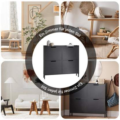 SoBuy FSR100 Schuhschrank schmal platzsparend - Schwarz