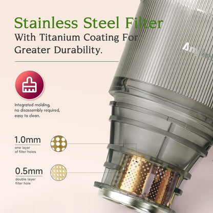 Anybear Entsafter Slow Juicer Kaltentsafter 110mm Silber