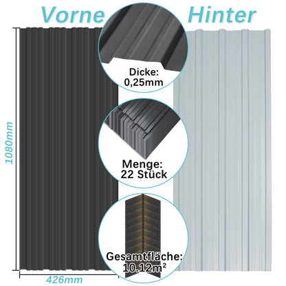 Thanaddo Trapezblech – 22er Set mit Schrauben 10.12m²