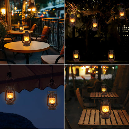 Hzitcigm Solarlaterne Vintage LED mit Flammeneffekt, 2er-Set