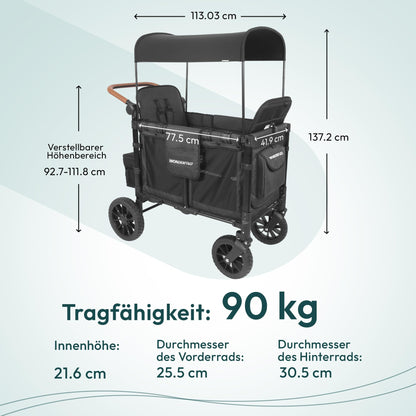 WonderFold W2 Luxe KinderVan Bollerwagen – Volcano Black
