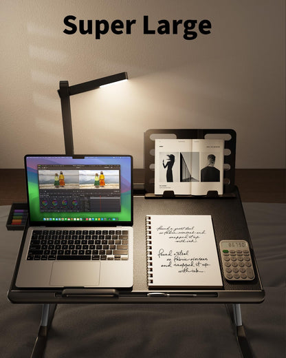 **SAIJI Laptoptisch Betttisch – Verstellbar mit LED Lampe**