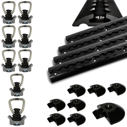Airlineschiene halbrund schwarz Alu Zurrschiene Black Line 4x 2m Set. Dient zur Ladungssicherung in Fahrzeugen.