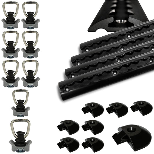 Airlineschiene halbrund schwarz Alu Zurrschiene Black Line 4x 2m Set. Dient zur Ladungssicherung in Fahrzeugen.