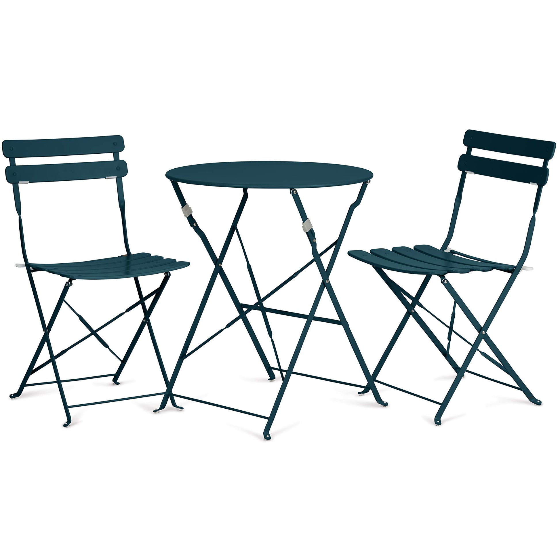 Vanage | Bistro Set Balkon | Balkonmöbel klappbar Set 3-teilig. Pulverbeschichteter Stahl-Tisch & 2 Stühle für Balkone & Gärten.