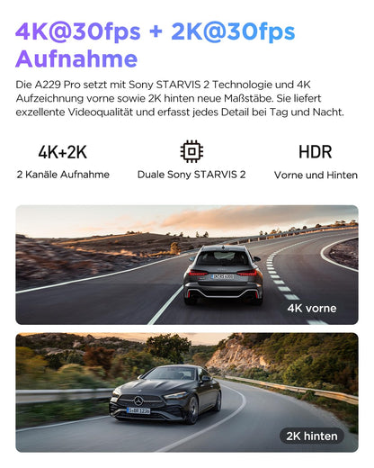 VIOFO A229 Pro 4K/2K Dual Dashcam - STARVIS 2, GPS, CPL