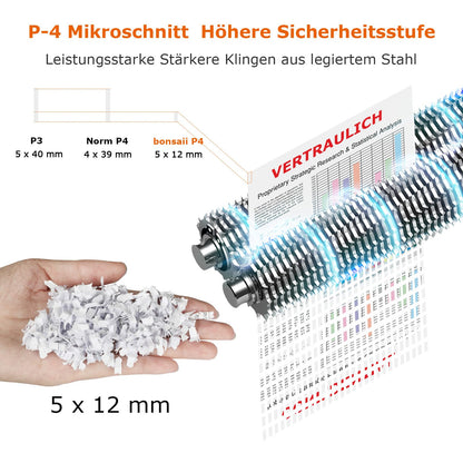 Bonsaii C266-B Aktenvernichter 12-Blatt Mikroschnitt P4