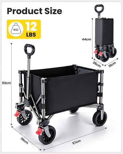 YEAUPE PRO Bollerwagen faltbar, 70 L, 50 kg Tragkraft, Schwarz