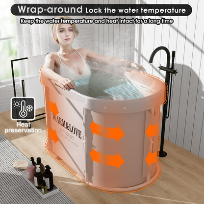 Tragbare Faltbadewanne Eisbad Heissbad – Grau weiss, Oval-Medium