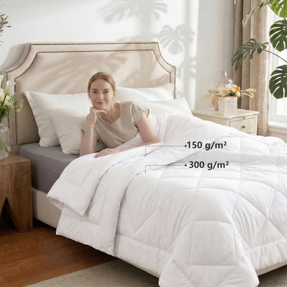 WAVVE Bettdecke 135x200 cm 4 Jahreszeiten, Mikrofaser Steppdecke weiss