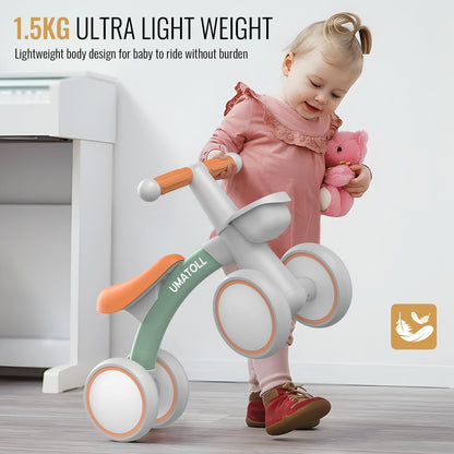 Umatoll Kinder Laufrad mit Korb, Lauflernrad ab 1 Jahr, Grün