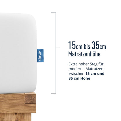 Lunarys® SleepRoyal Luxus Spannbettlaken 180x200cm - Weiss