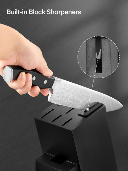 D.Perlla Messerblock 7-teilig, selbstschärfendes Messerset, schwarz