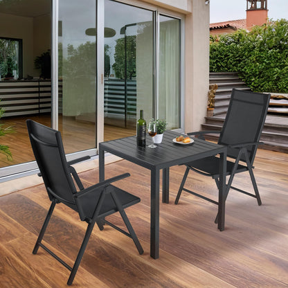 LIFERUN Gartentisch D-058, Aluminium WPC Balkontisch 75x75 cm Schwarz