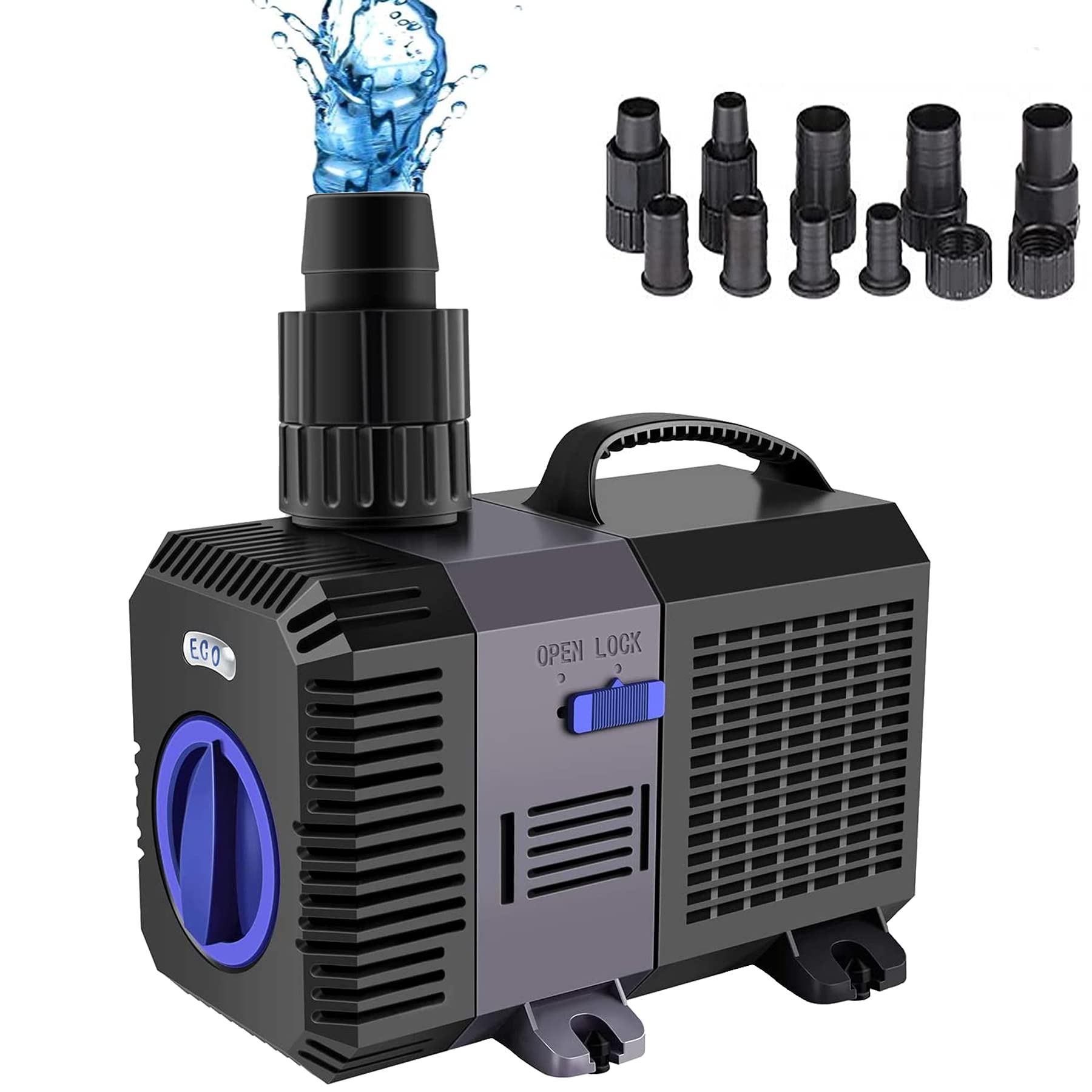 YAOBLUESEA Eco Teichpumpe 3000 l/h, 10 W, für Süss- und Meerwasser