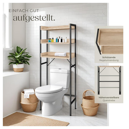 tectake Badezimmerregal, 3 Ablagen, Waschmaschinenregal, Eiche Sonoma
