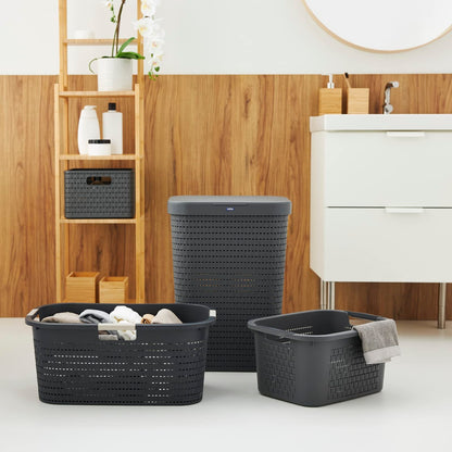 Rotho Country Wäschekorb 3er-Set 40 l, Kunststoff, anthrazit