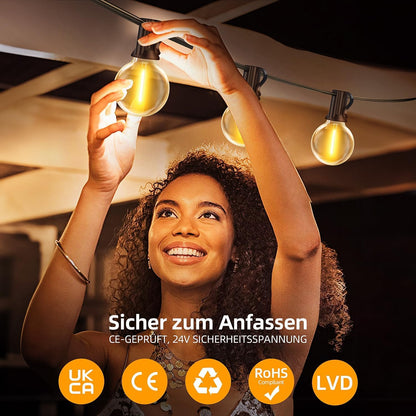 Light-Brightly LED Lichterkette aussen, 60 m, dimmbar, warmweiss