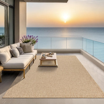 the carpet Kansas Outdoor Teppich Jute-Look Nature 140 x 200 cm – strukturiertes Flachgewebe in Naturton