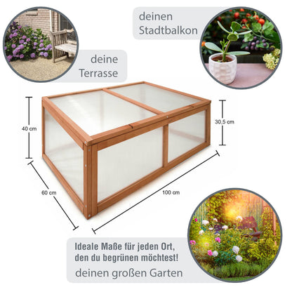 zooprinz Frühbeet HERBA – Pflanzbeet für Terrasse / Garten und Balkon – Gewächshaus – Anzuchtbeet mit Abdeckung aus Holz & Polycarbonat – idealer Schutz für Kräuter und Co.