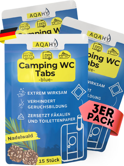 AQAHY Chemie WC Tabs blue extra stark für Campingtoilette, blaue Tabs in selbstauflösender Folie