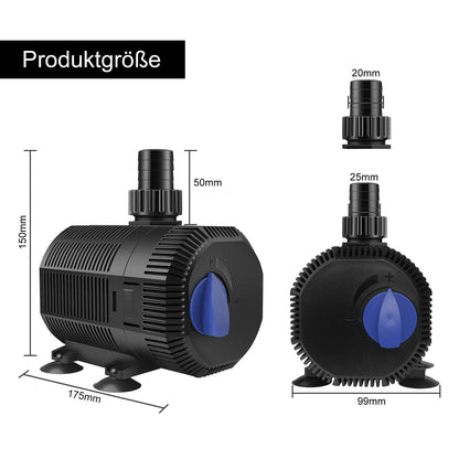 YAOBLUESEA Eco Teichpumpe 2300 l/h 35 W Filterpumpe Bachlaufpumpe