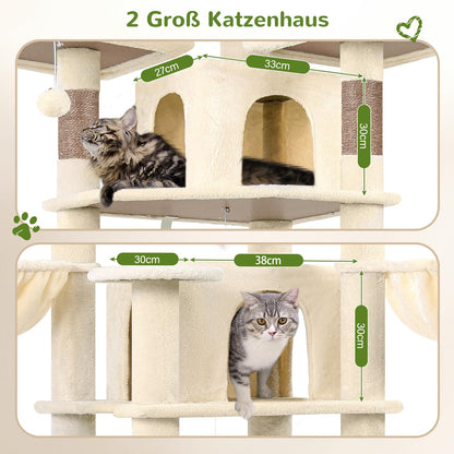 Globlazer Kratzbaum F80 XXL, 204 cm hoch, Beige, für 3-5 Katzen
