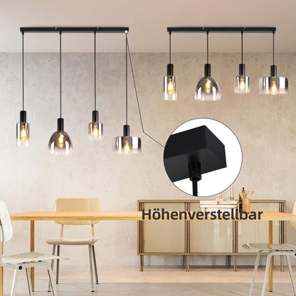 CBJKTX Pendelleuchte 4 Flammig Hängelampe - Vintage Glas