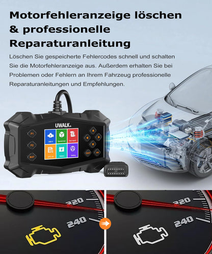 UWALK OBD2 Diagnosegerät EOBD KFZ Auslesegerät mit Farbdisplay