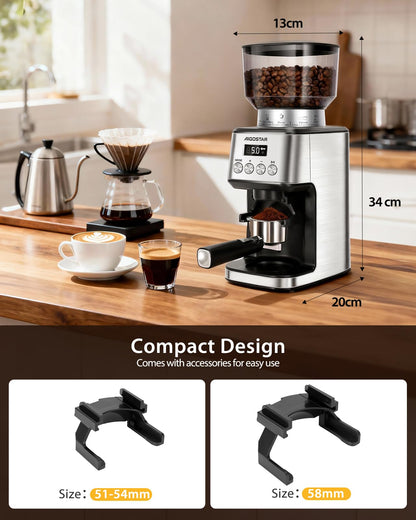 Aigostar Elektrische Kaffeemühle mit Kegelmahlwerk, 52 Mahlstufen