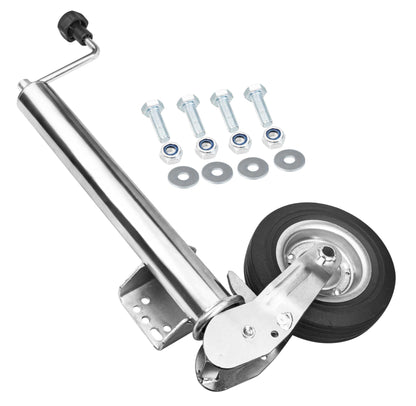 otgerlensker Anhänger Stützrad Automatik 60mm klappbar 400kg. Galvanisiertes Stützrad, 60mm Rohr, Kurbel. Ermöglicht automatisches Klappen und Rangieren bis 400kg.