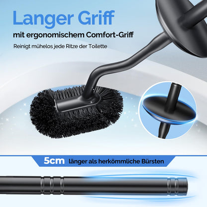 HAMITOR Klobürste Set Edelstahl, WC-Bürste mit Halter, 2 Stück Schwarz